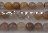 CRU403 15.5 inches 10mm faceted round Multicolor rutilated quartz beads