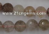 CRU405 15.5 inches 14mm faceted round Multicolor rutilated quartz beads