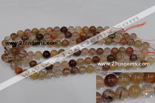 CRU455 15.5 inches 10mm round Multicolor rutilated quartz beads