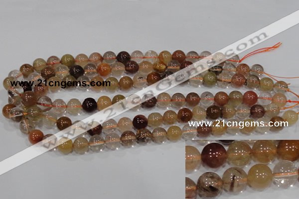 CRU455 15.5 inches 10mm round Multicolor rutilated quartz beads