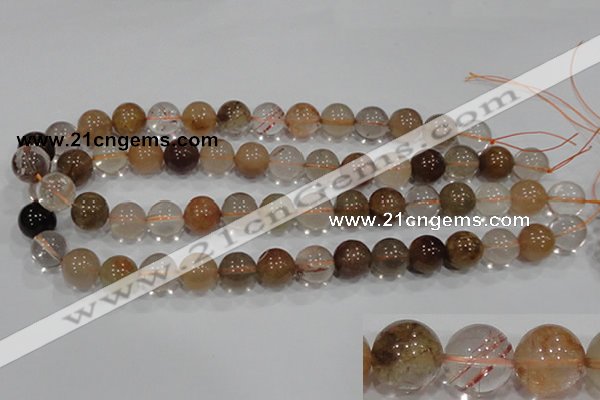 CRU457 15.5 inches 14mm round Multicolor rutilated quartz beads