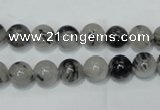 CRU50 15.5 inches 4mm round black rutilated quartz beads wholesale