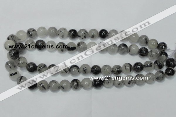 CRU50 15.5 inches 4mm round black rutilated quartz beads wholesale