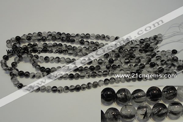 CRU501 15.5 inches 6mm round black rutilated quartz beads wholesale