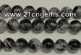 CRU502 15.5 inches 8mm round black rutilated quartz beads wholesale