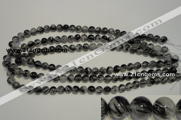 CRU502 15.5 inches 8mm round black rutilated quartz beads wholesale