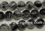 CRU503 15.5 inches 10mm round black rutilated quartz beads wholesale