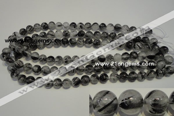 CRU503 15.5 inches 10mm round black rutilated quartz beads wholesale