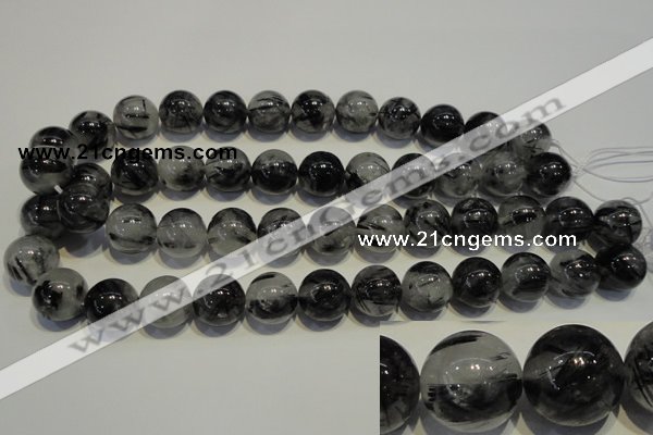 CRU506 15.5 inches 16mm round black rutilated quartz beads wholesale