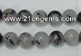 CRU52 15.5 inches 8mm round black rutilated quartz beads wholesale