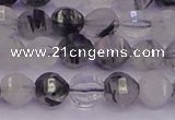 CRU521 15.5 inches 6mm faceted round black rutilated quartz beads