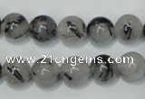 CRU53 15.5 inches 10mm round black rutilated quartz beads wholesale