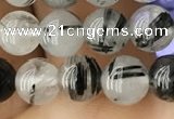 CRU536 15.5 inches 6mm round black rutilated quartz beads wholesale