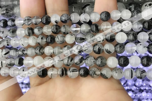 CRU536 15.5 inches 6mm round black rutilated quartz beads wholesale