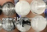 CRU537 15.5 inches 8mm round black rutilated quartz beads wholesale