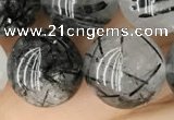 CRU540 15.5 inches 12mm round black rutilated quartz beads wholesale