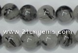 CRU56 15.5 inches 16mm round black rutilated quartz beads wholesale