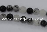 CRU57 15.5 inches 6mm faceted round black rutilated quartz beads