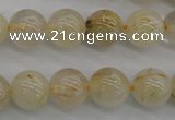 CRU582 15.5 inches 8mm round golden rutilated quartz beads