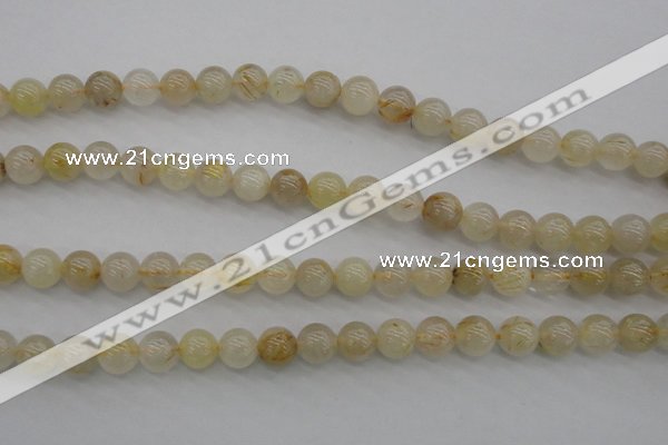 CRU582 15.5 inches 8mm round golden rutilated quartz beads