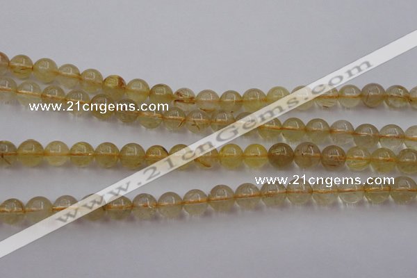 CRU602 15.5 inches 8mm round golden rutilated quartz beads