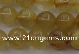 CRU604 15.5 inches 10mm round golden rutilated quartz beads