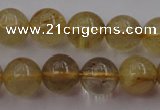 CRU612 15.5 inches 8mm round golden rutilated quartz beads