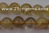 CRU612 15.5 inches 8mm round golden rutilated quartz beads