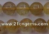 CRU613 15.5 inches 10mm round golden rutilated quartz beads