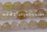 CRU621 15.5 inches 6mm faceted nuggets golden rutilated quartz beads