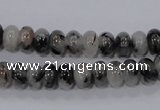 CRU63 15.5 inches 5*8mm rondelle black rutilated quartz beads