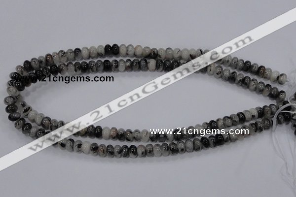 CRU63 15.5 inches 5*8mm rondelle black rutilated quartz beads