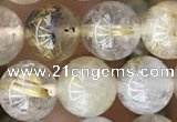 CRU637 15.5 inches 8mm round golden rutilated quartz beads