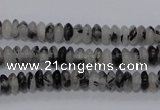 CRU64 15.5 inches 3*6mm rondelle black rutilated quartz beads