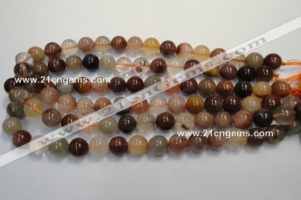 CRU655 15.5 inches 12mm round Multicolor rutilated quartz beads