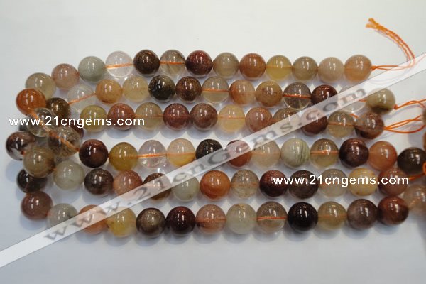 CRU656 15.5 inches 14mm round Multicolor rutilated quartz beads