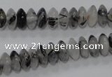 CRU66 15.5 inches 5*10mm rondelle black rutilated quartz beads