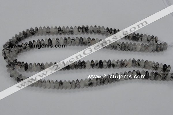 CRU66 15.5 inches 5*10mm rondelle black rutilated quartz beads