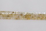 CRU666 15.5 inches 4mm faceted round golden rutilated quartz beads