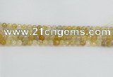 CRU667 15.5 inches 6mm faceted round golden rutilated quartz beads