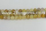 CRU669 15.5 inches 10mm faceted round golden rutilated quartz beads