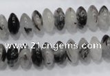 CRU67 15.5 inches 6*12mm rondelle black rutilated quartz beads