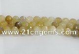 CRU670 15.5 inches 12mm faceted round golden rutilated quartz beads