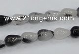 CRU68 15.5 inches 8*12mm teardrop black rutilated quartz beads