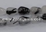 CRU69 15.5 inches 10*14mm teardrop black rutilated quartz beads