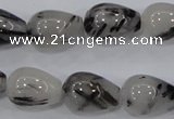 CRU70 15.5 inches 13*18mm teardrop black rutilated quartz beads