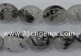 CRU72 15.5 inches 12*16mm rice black rutilated quartz beads wholesale