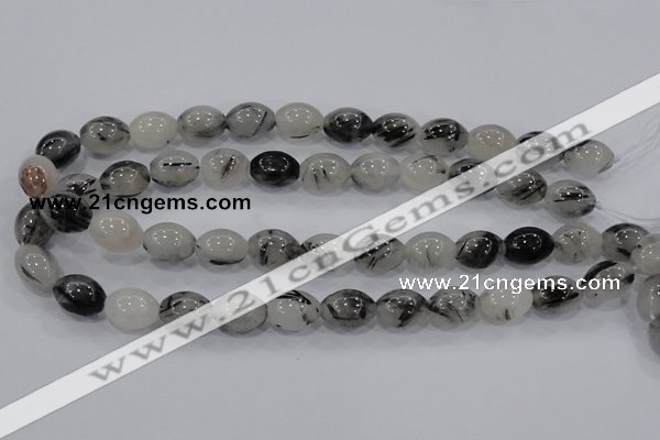 CRU72 15.5 inches 12*16mm rice black rutilated quartz beads wholesale