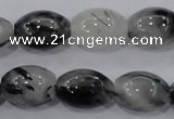 CRU73 15.5 inches 13*18mm rice black rutilated quartz beads wholesale