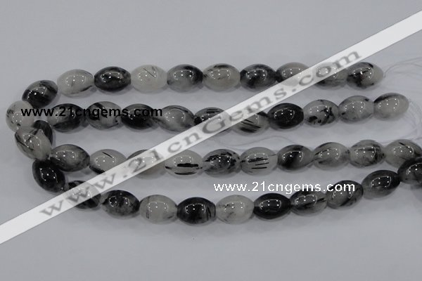 CRU73 15.5 inches 13*18mm rice black rutilated quartz beads wholesale